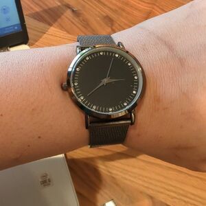 Ladies Black Metal Matte Diamante Watch MSPCI stainless steel back